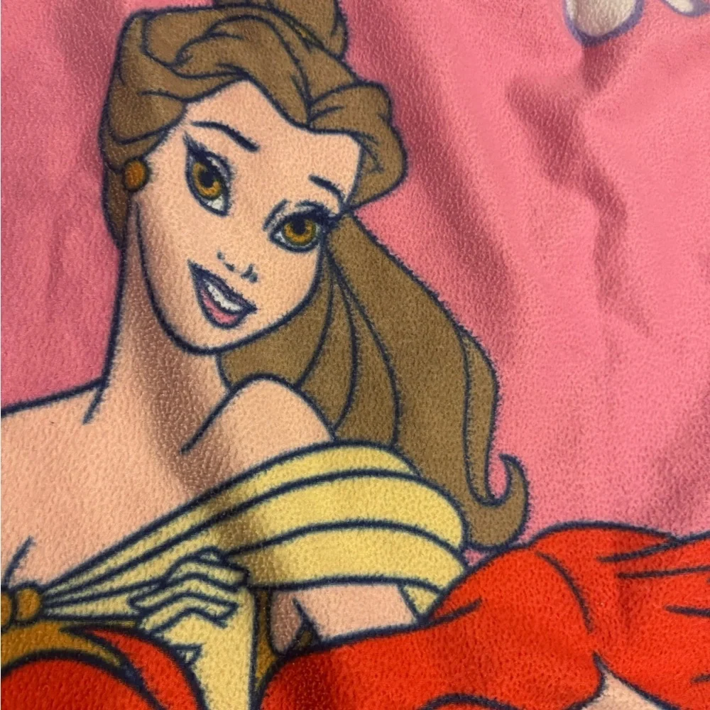 Disney Princesses Vintage Plush Blanket Cinderella Belle Ariel In EUC 42W X 57L”